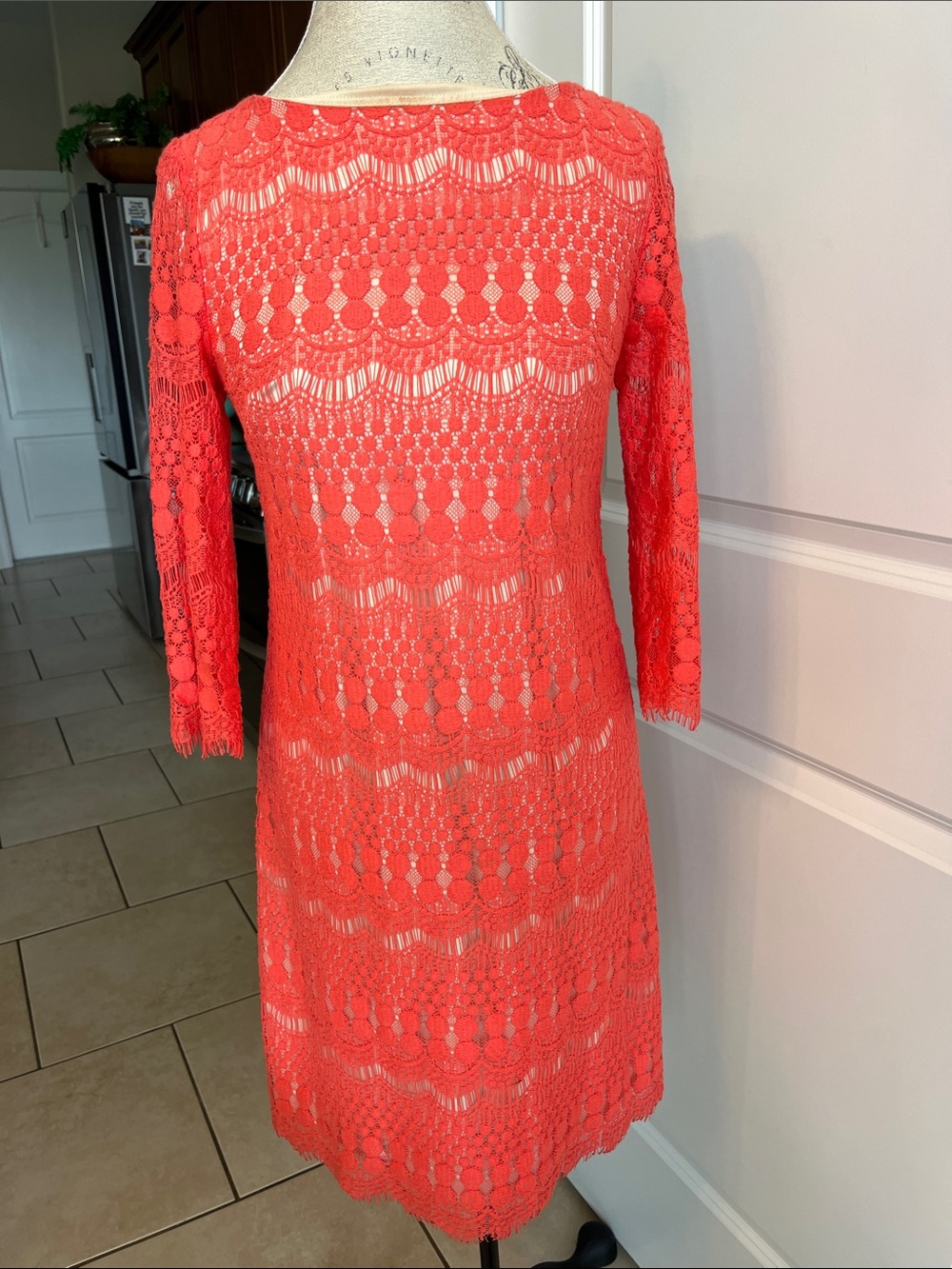 EUC Jessica Howard Coral boat neck three-quarter sleeve midi shift dress 6